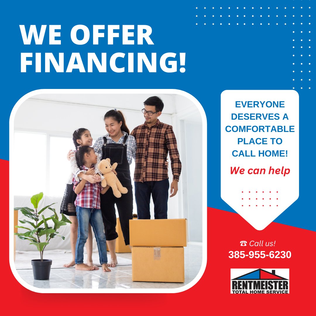 rentmeisterths's tweet image. At Rentmeister, we believe everyone deserves a comfortable place to call home. That's why we make it easy to finance your HVAC equipment. And the best part? You can apply online, right here! 👉 bit.ly/42hiYFi

Call us today!
☎️ 385-955-6230

#Rentmeister #ACFinancing