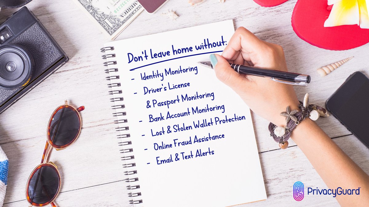 Remember to bring all the essentials. Put privacy on your travel checklist with ID monitoring from PrivacyGuard.
 
#privacyguard #identityprotection #identitytheft