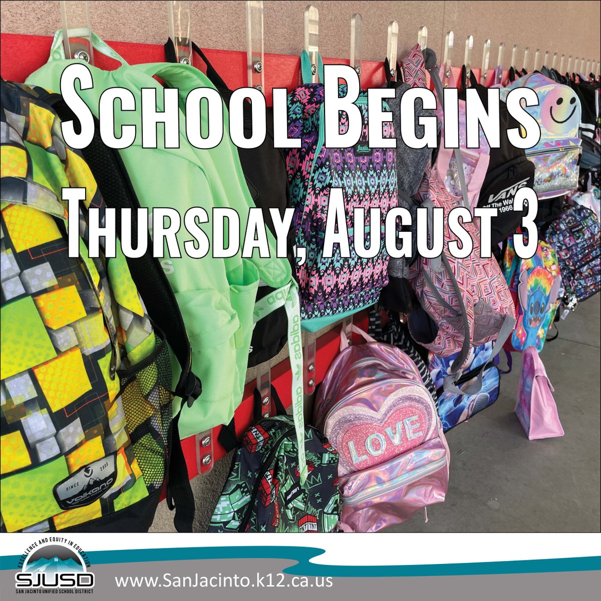 Get your backpacks ready! School begins in one week!!! 

See you on Thursday, August 3!