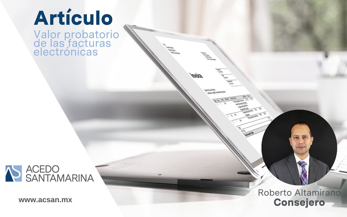 ACSAN_MX's tweet photo. El siguiente #artículo escrito por Roberto Altamirano nos habla sobre el valor probatorio de las facturas electrónicas: https://t.co/aA50VRyEUn
#ACSAN #SomosACSAN #FacturasElectronicas #probatorio #valorprobatorio https://t.co/7ibO6It5L3