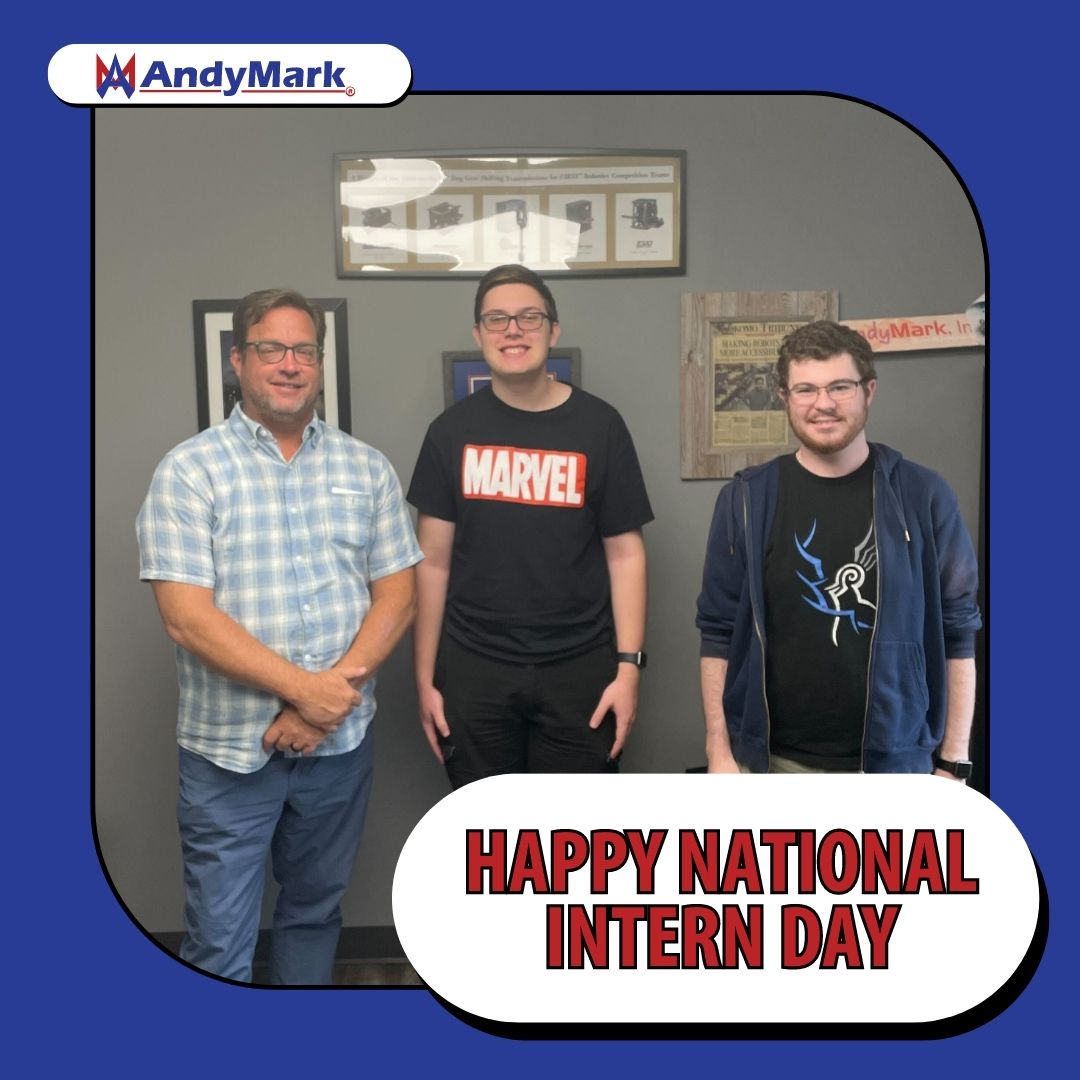 andymarkinc's tweet photo. Happy National Intern Day! Internships can be difficult, tiring, and hard, so today we honor our interns for all the work they do here at AndyMark. We’ll definitely miss our interns as they head back to school in just a few weeks! #omgrobots #andymark #nationalinternday https://t.co/586pasiajB