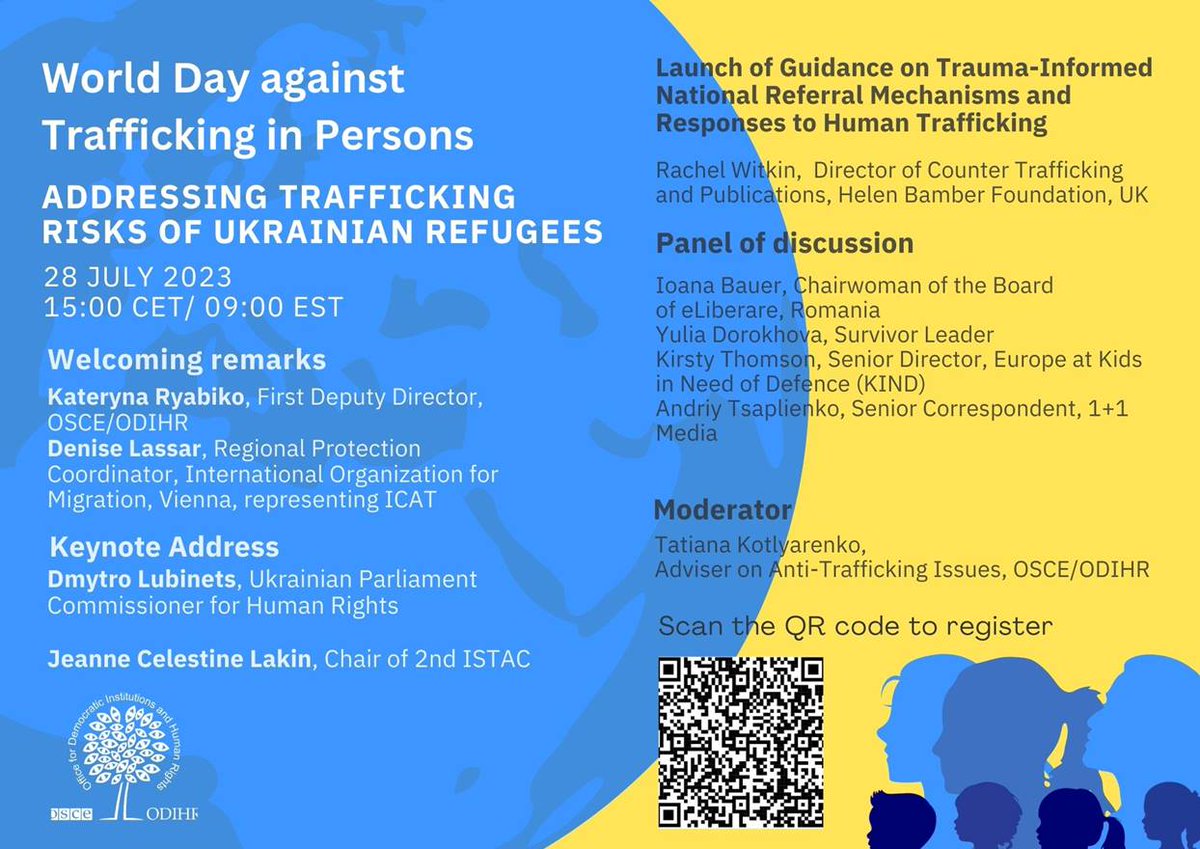 OkundayeItohan's tweet photo. On behalf of the OSCE Office for Democratic Institutions and Human Rights (OSCE/ODIHR), we would like to invite you to the online event to mark the World Day Against Trafficking in Persons: Addressing Trafficking Risks of Ukrainian Refugees https://t.co/JiG49By8Pk