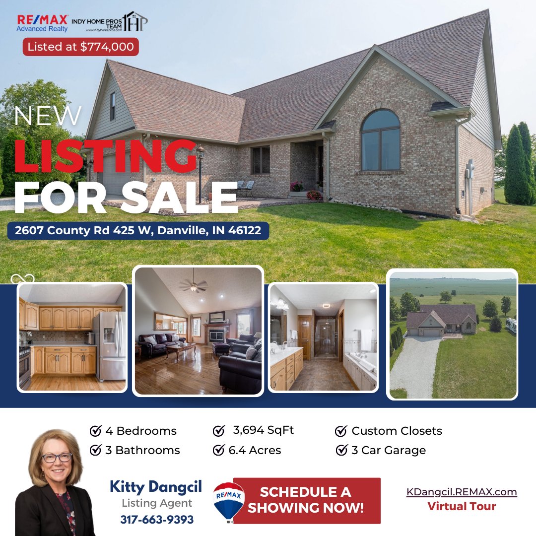 KittyDRealty's tweet photo. Country living awaits! 6.4 acres in Hendricks County! 4 large bedrooms, huge bonus room upstairs + bedroom and full bath. Primary suite on main level.  NO HOA! Call or text me to see this property. 317-663-9393 
https://t.co/2HBxs6f2N3 https://t.co/RRRUtpGT8G