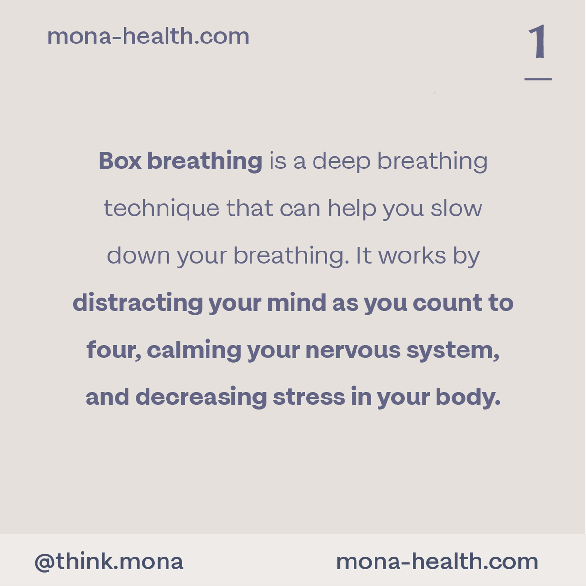 thinkmona's tweet photo. Box breathing is an everyday practice that can help cope with stress. 
#stressawareness #selfcare https://t.co/fQIiEJNTTo