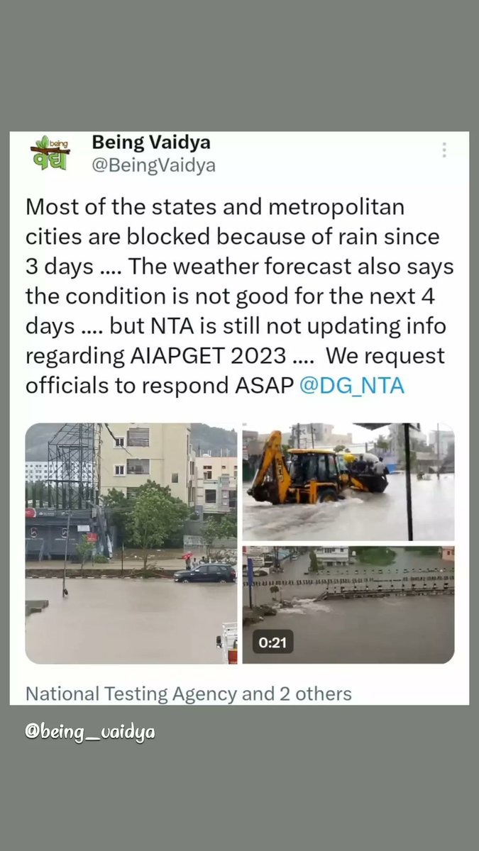 DrAnjalijain02's tweet photo. So this is how we'll go to give exam,
Guys stop studying and learn swimming coz thats what will be helpful rightnow.
Coz stubborn 
@DG_NTA&amp; 
@ncism_india
 has decided to take exam. Chahe koi doob jae, koi aa na paae, per exam to unko leni h. 
#postponeAIAPGET23 https://t.co/x65l7Nnuja