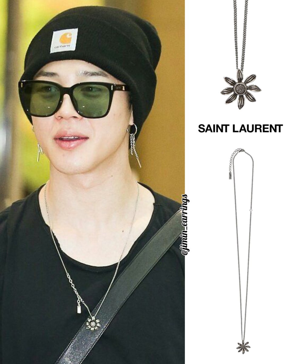 ジミン フラッグ Leaving for Japan [190712] • Saint Laurent flower charm necklace