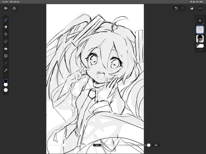 クリスタのiPadでシンプルモード試してみた!
一気に描きやすくなった…! 