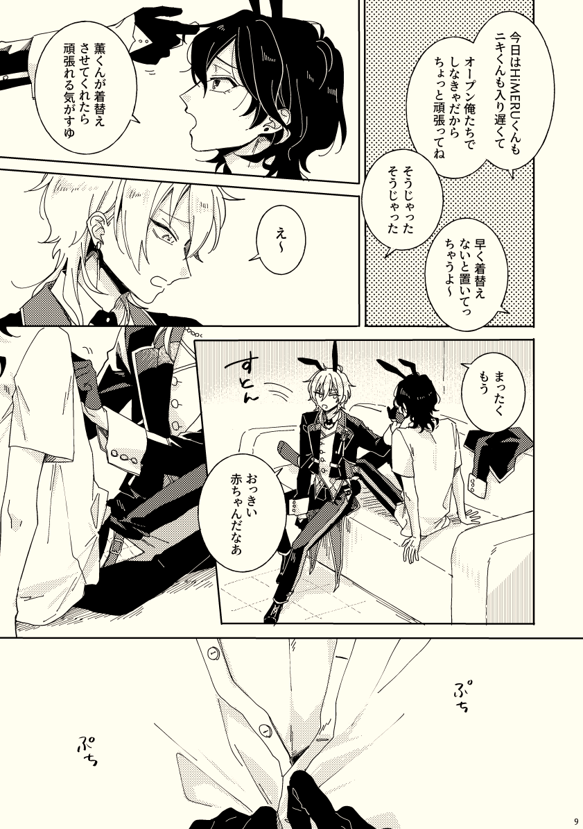 (2/2)
バニーボーイであるという設定はいかせてません
ウサギがイチャイチャしてる本です 