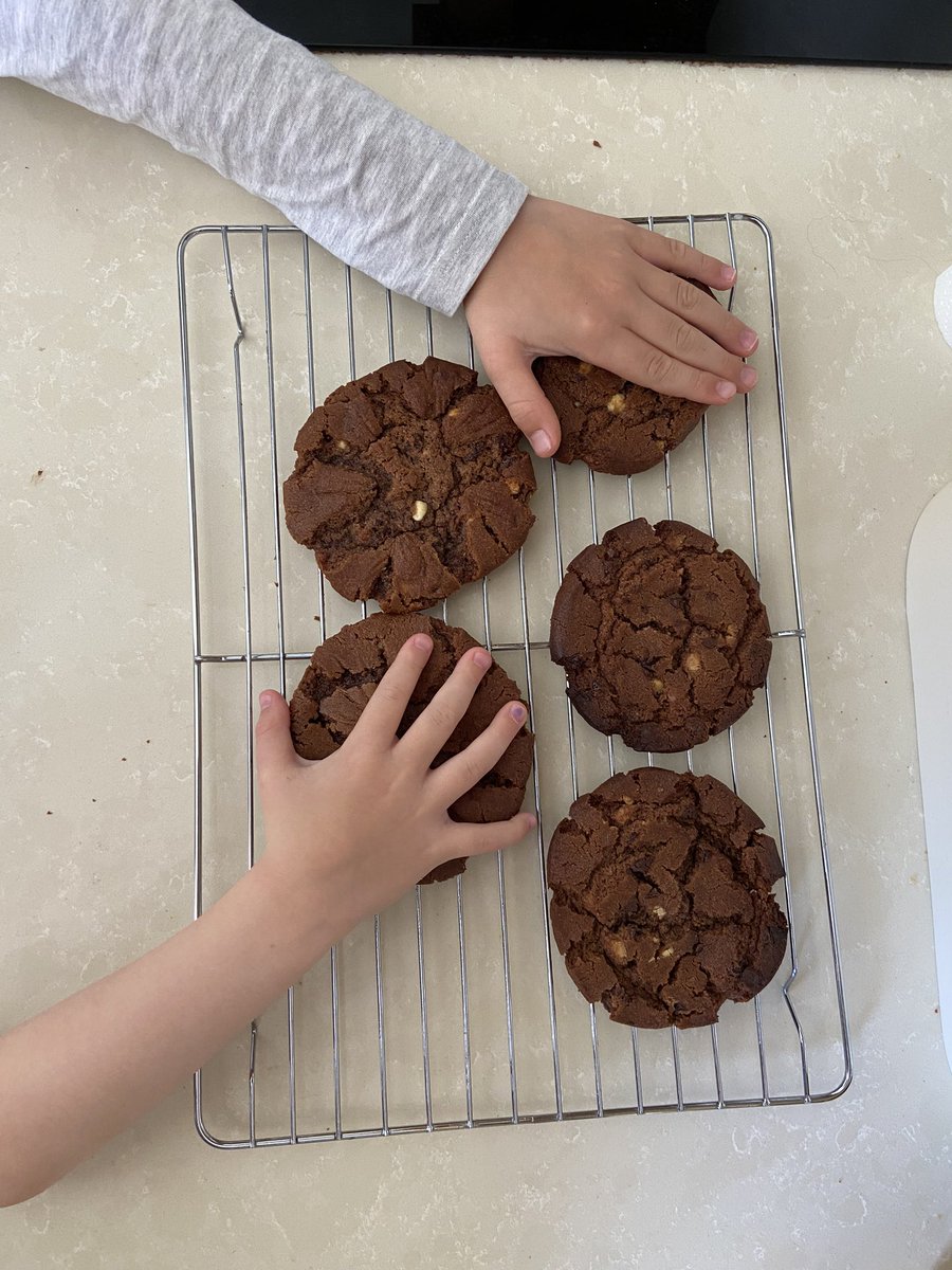 TaraQuinlan's tweet photo. Thursday is baking day … kids not willing to wait for the cookies 🍪 #bakingthursday #bakingwithkids #cookiesforthewin #triplechocolatechip https://t.co/REGVCXPWMM