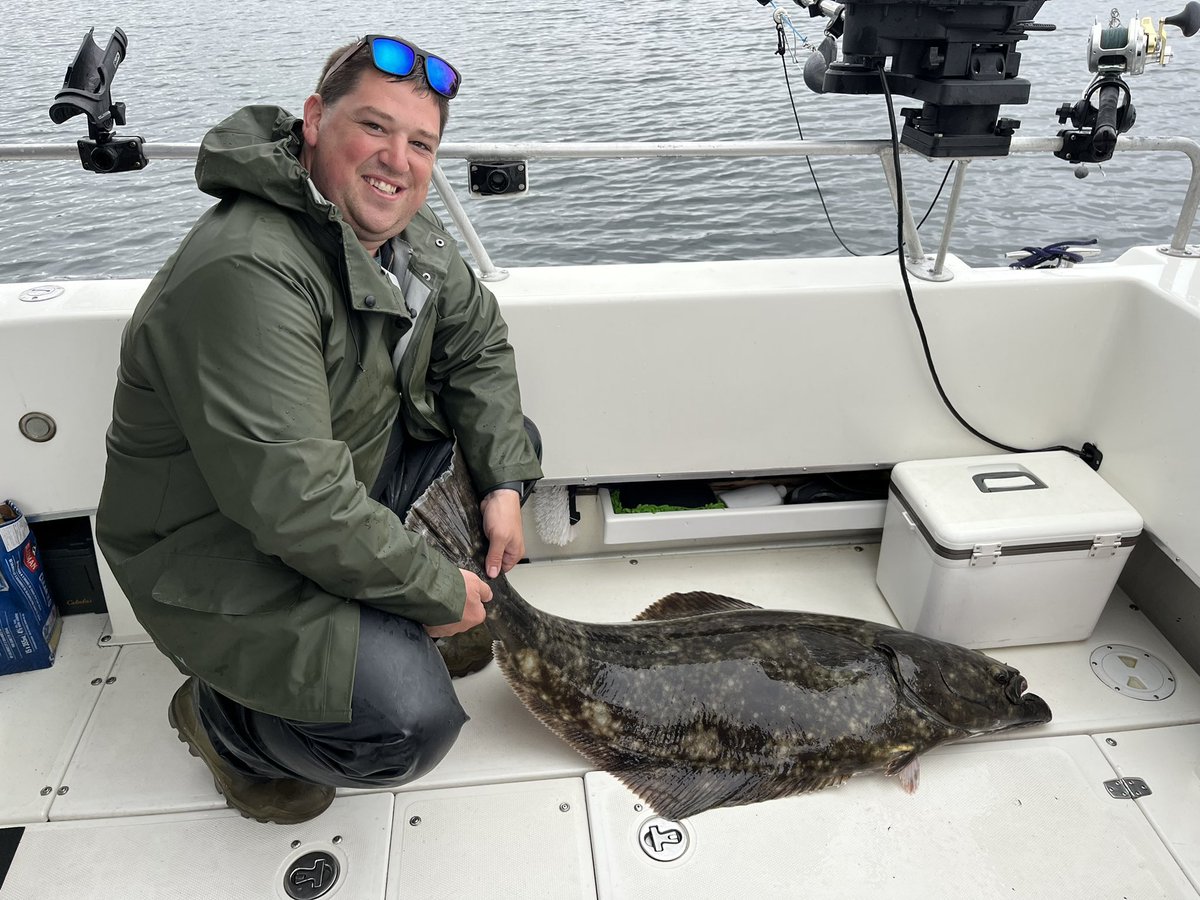 NWSportFishing's tweet photo. Great trip for these guys! Released a 136cm &amp; a 144cm Hali https://t.co/eTALuWl6Np
