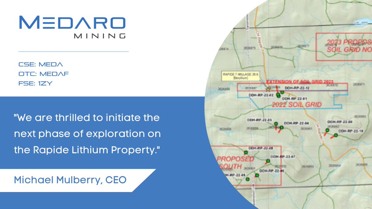 MedaroMining's tweet image. “We are thrilled to initiate the next phase of exploration on the Rapide Lithium Property.&quot; - Michael Mulberry, CEO
Read more on the Rapide Lithium Property on our website ➡️ stockmkt.info/3O544xc 
#lithium #mininglithium #CSEstocks #OTCMarkets
🇨🇦 $MEDA 🇺🇸 $MEDAF