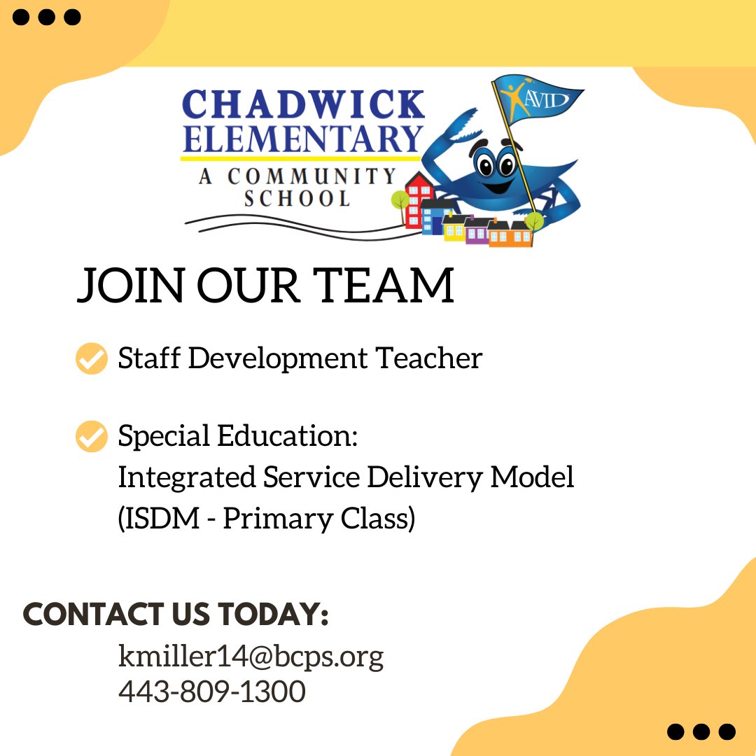 We are looking for two phenomenal team members to join us @ChadwickElem!