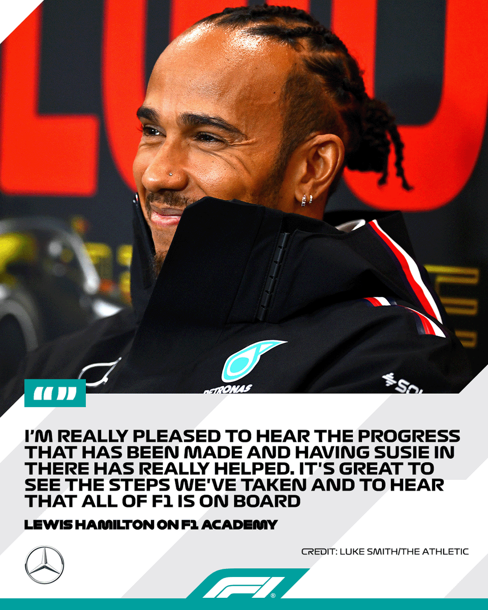 F1's tweet photo. Lewis Hamilton shares his thoughts on @f1academy's exciting progress so far 😊

#BelgianGP #F1 @MercedesAMGF1 https://t.co/61wZyeIYEl