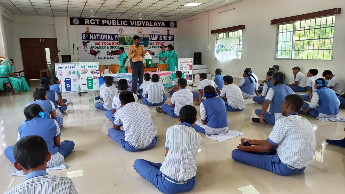 CleanUpPB's tweet photo. In order to elevate segregation in households, various activities have been carried out under #CleanupPortblair campaign. In continuation with which, Compositing was demonstrated to the students of RGT Public Vidhyala. @PBMC_ANI @SwachhBharatGov @giz_india
@CpreecEiacp https://t.co/xYtWztMjF0