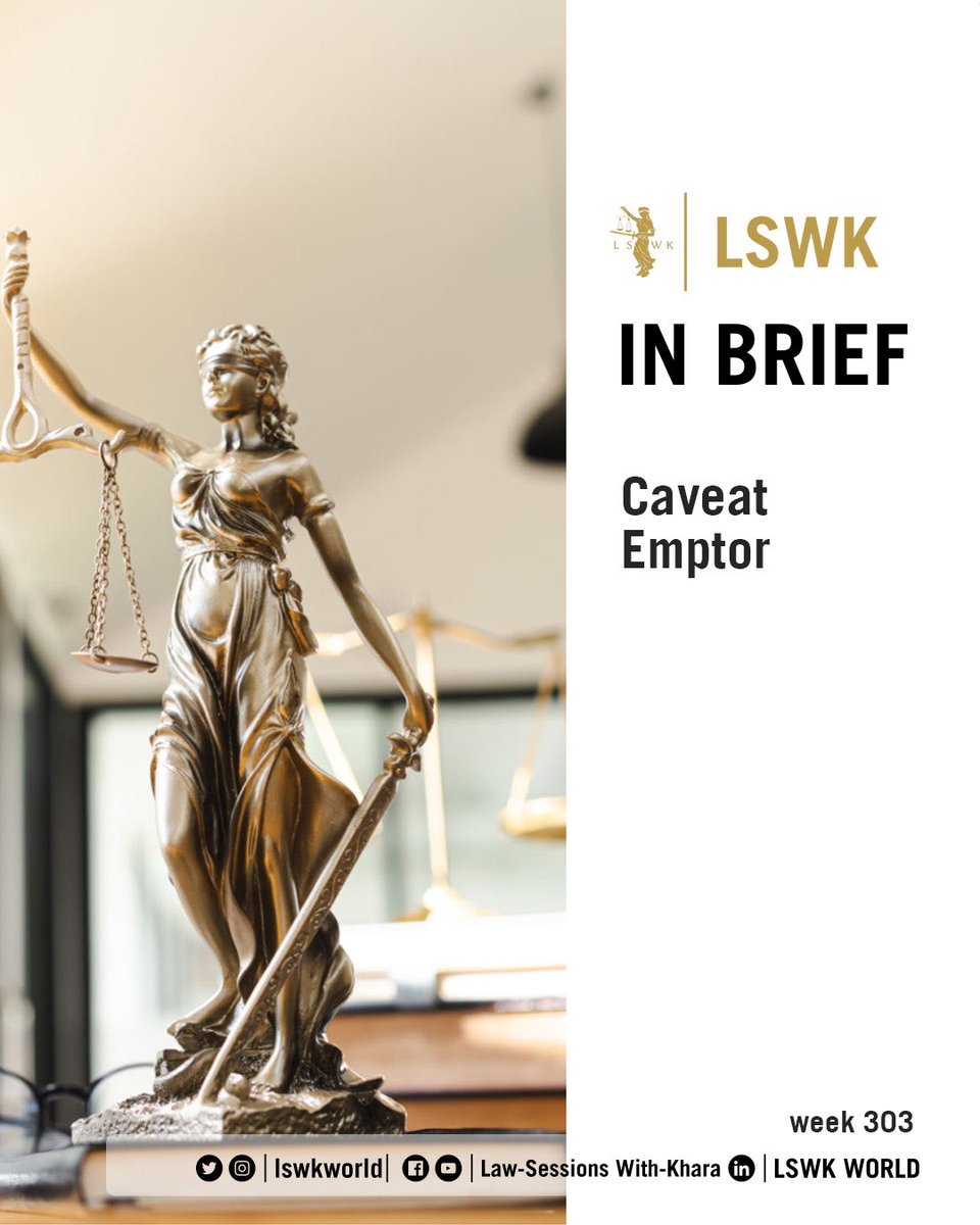lswkworld's tweet photo. #LSWKInBrief: Caveat Emptor
•
Caveat emptor is a Latin term that means "let the buyer beware." Similar to the phrase "sold as is," this term means that the buyer assumes the risk that a product may fail to meet expectations or have defects. https://t.co/vjwwpoDxsJ