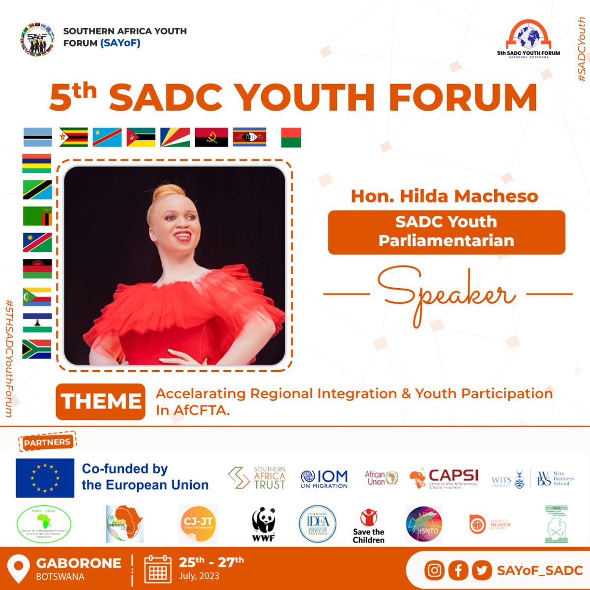 Hon. Hilda Macheso have successfully launched the SADC Network for Albinism Organisations, which will be running under the Disability Cluster. #PWDsMatter 
#SADCYouth #5thSADCYouthForum