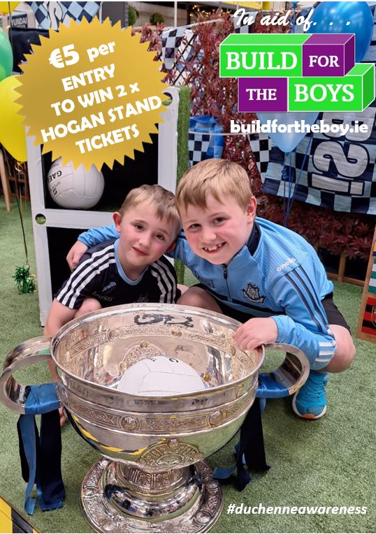 buildfortheboys's tweet photo. ALL-IRELAND FINAL TICKETS to be WON in aid of the 'Build for the Boys Trust - Please share 💜💚https://t.co/aWdh3HxEst - Draw FRI 6PM. 
All proceeds support Conor and Dean who are living with Duchenne- Help us to build a future for them. https://t.co/yIweTFkBWQ
#duchenneawareness https://t.co/LV8vCqfiKv