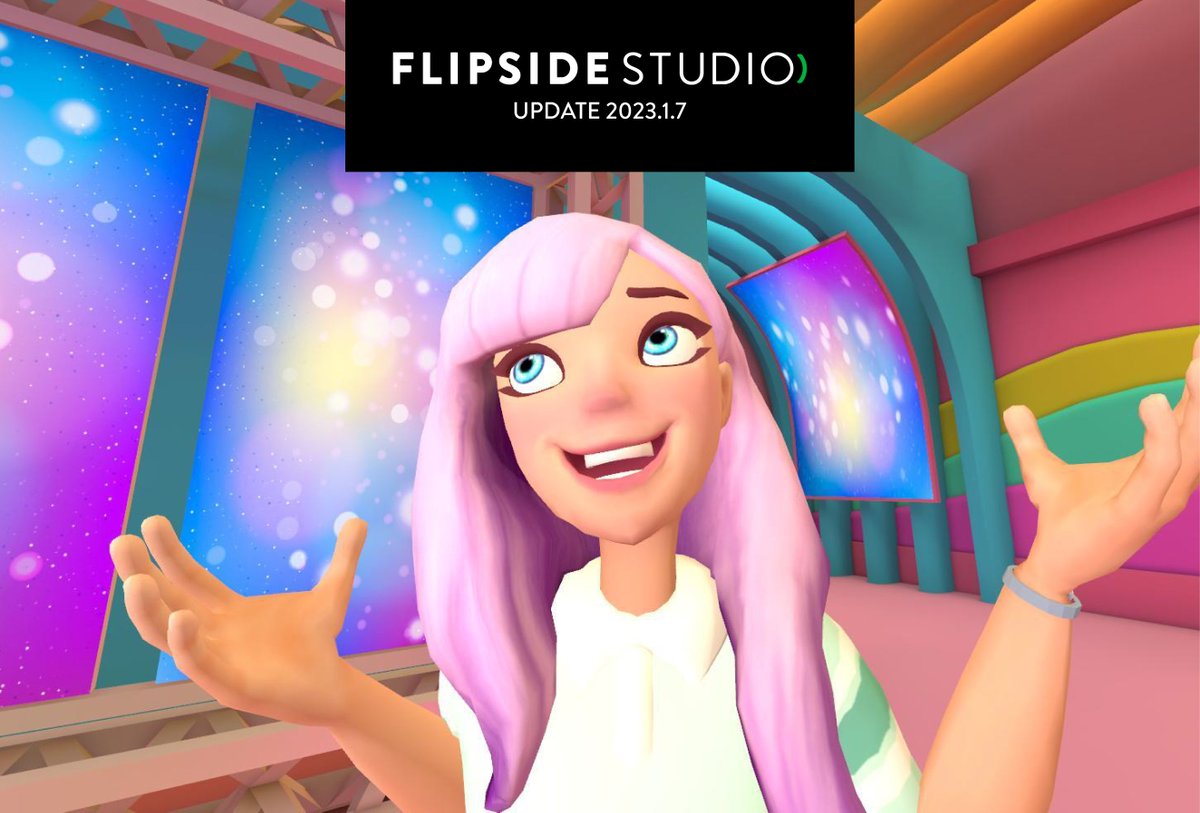 flipsidexr's tweet photo. The newest Flipside Studio update is here!
With the update you can now hide, mute and delete parts, create with new avatars and sets, and more!
Learn what’s new here: https://t.co/9LFm5JNZwo
#FlipsideStudio #MadeInFlipside #VR #VirtualReality #ContentCreator https://t.co/XE125UxdSO