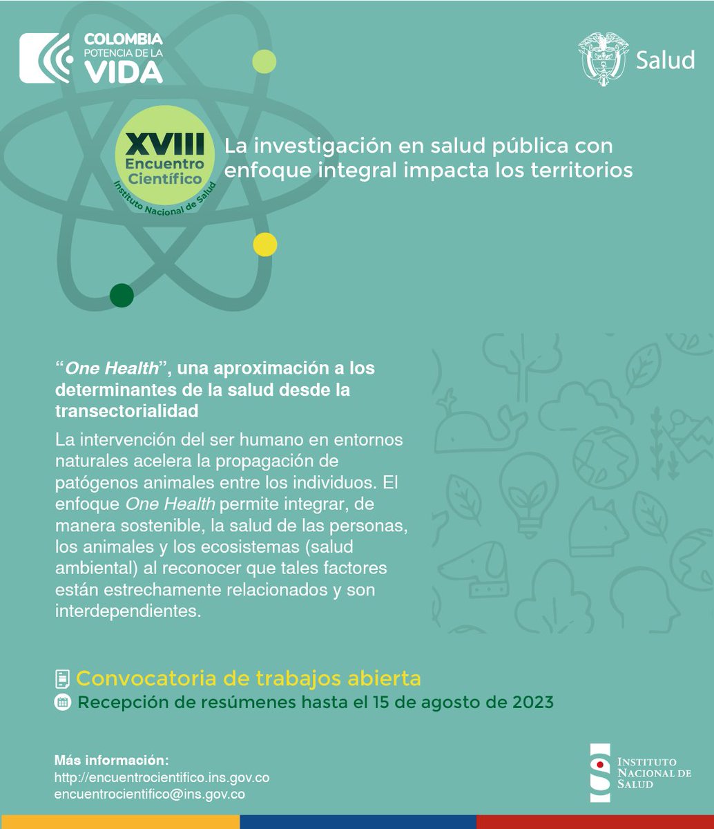 Biomedica_INS's tweet photo. 🙋‍♂️🏞️ El 2° eje temático definido en el #EncuentroCientíficoINS 🇨🇴 es el enfoque #OneHealth que, entre otros aspectos, le apunta a la construcción de soluciones integrales para los problemas de salud desde una mirada transdiciplinar. https://t.co/CpgToPp7eC 

#ConvocatoriaAbierta https://t.co/ZOikoW90IU