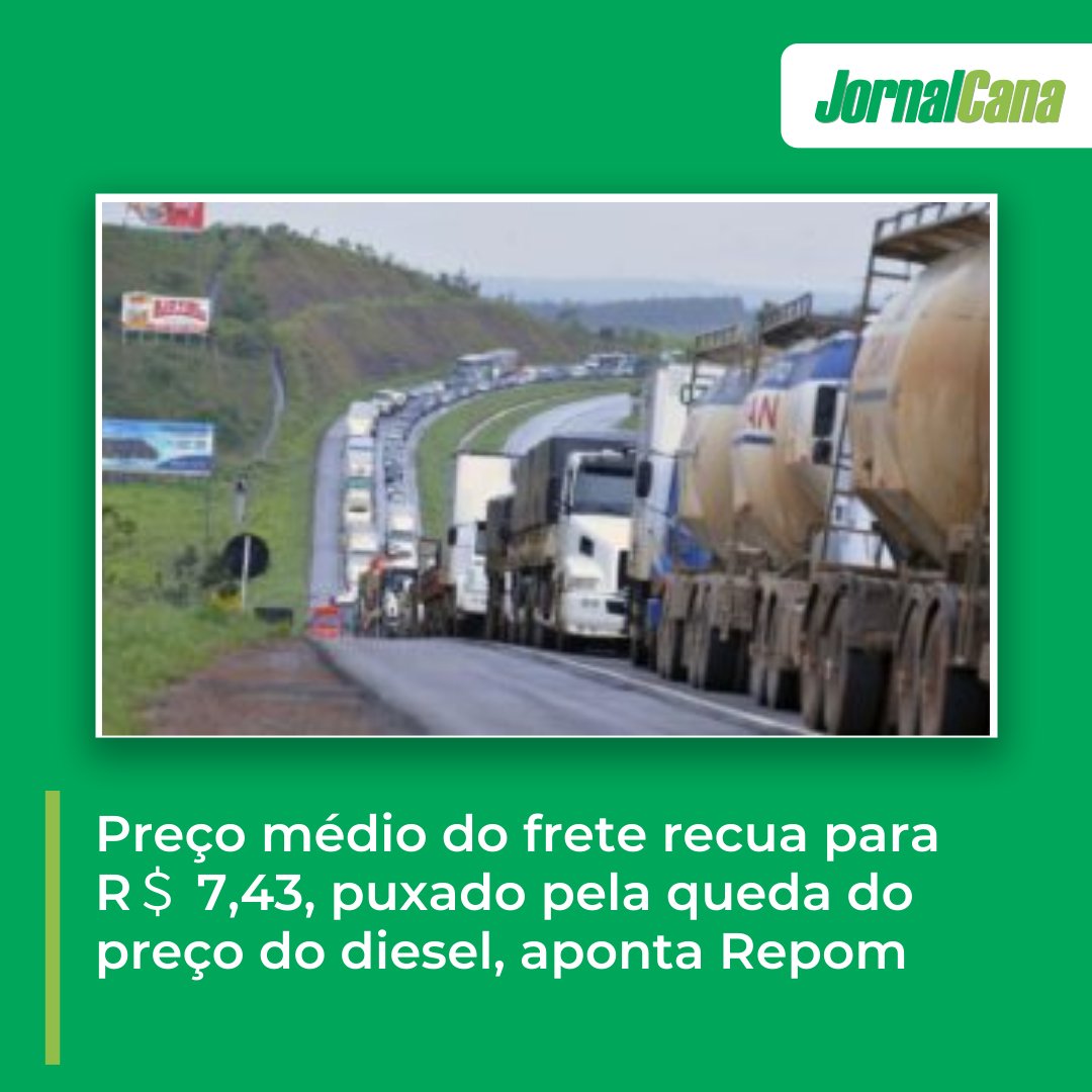 Preço médio do frete recua para R＄ 7,43, puxado pela queda do preço do diesel, aponta Repom

👉 mla.bs/23c8a424

#médio #frete #diesel #jornalcana #cananews #noticiadodia #canadeacucar #procana