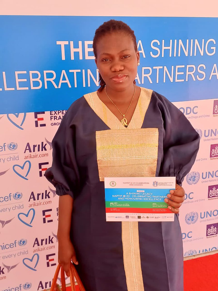 AbiodunEssiet's tweet photo. Thank you @naptipnigeria for the award and congratulations on a trailblazing 20th anniversary. I dedicate this award to all SGBV Responders ( protection officers, NGOs, Social workers....) @aeig4girls @AishaYesufu @RinsolaAbiola @woye1 @CoadyStFX @WashFellowship @opengovpart https://t.co/UtE8KACnvW