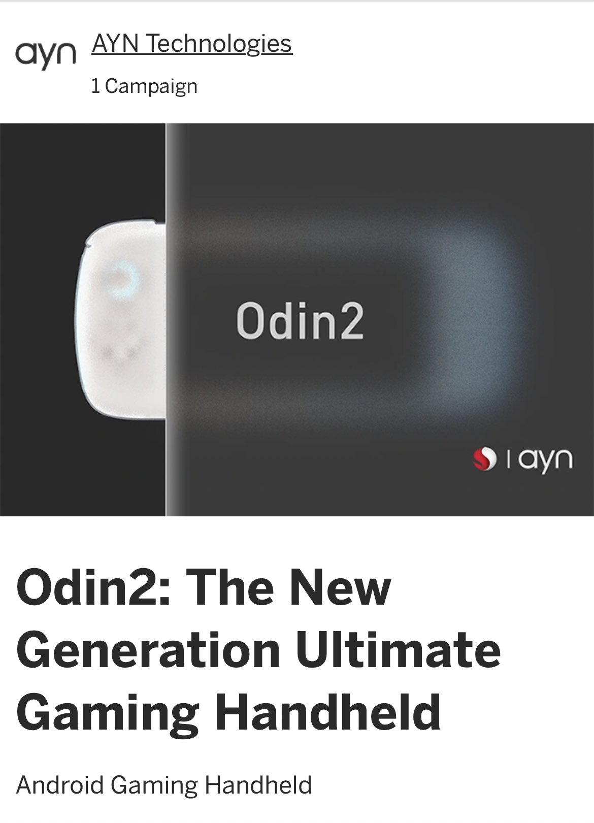 AYN Loki on X: Coming soon: AYN Odin 2! The indiegogo page is below. You  can sign up for an early bird discount. The Odin is an amazing handheld.  Great size and