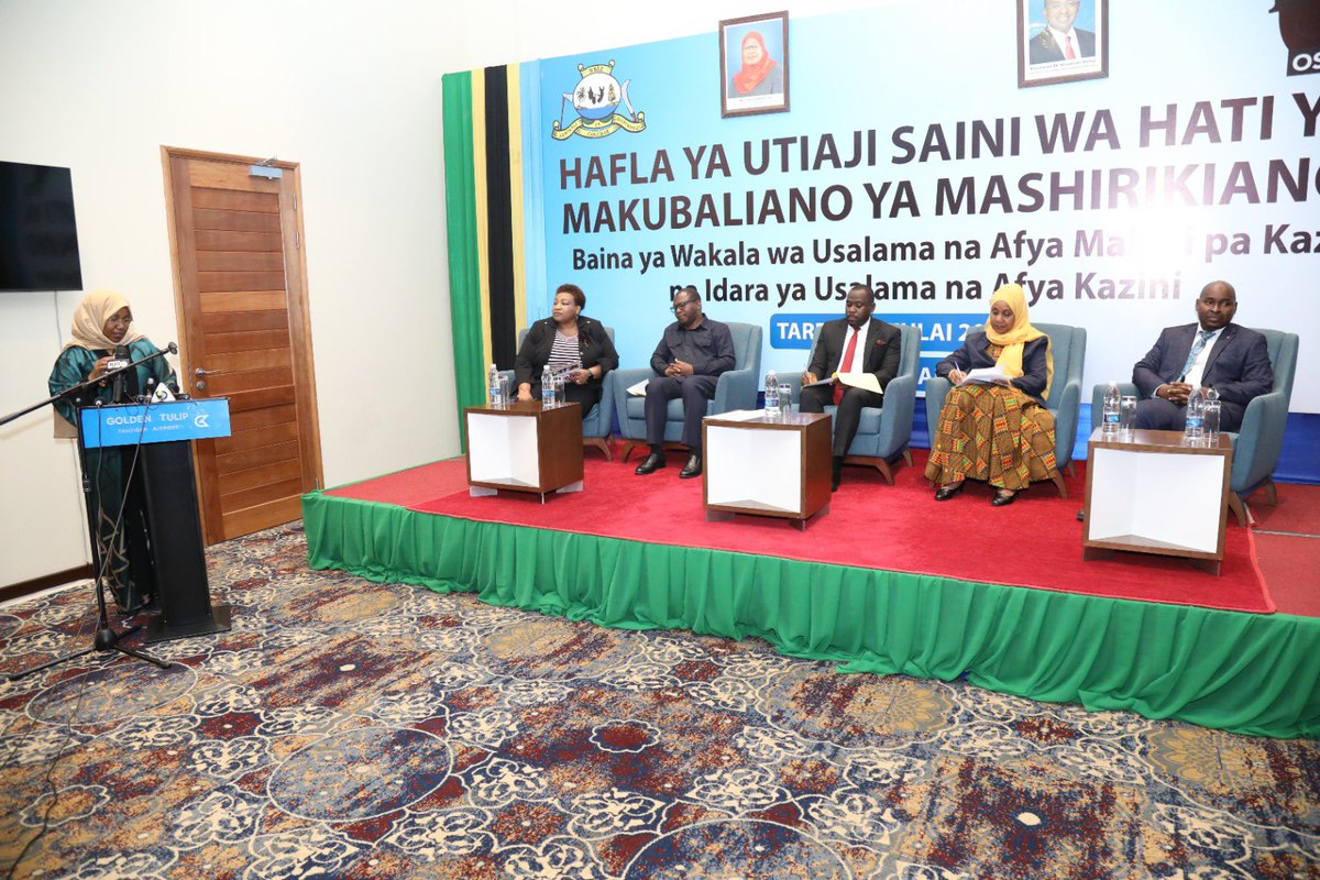 GertrudeSima's tweet photo. Today I had an opportunity to deliver remarks on behalf of @ILO_EastAfrica Director a.i Mr @JC_ILO in an historical event of #OSH MoU signing ceremony by @TanzaniaOsha & #DOSH #Zanzibar I underscored the importance of #OSH at workplace in sync with ratification of #C155 & #C187 https://t.co/DYlgXXRkCw