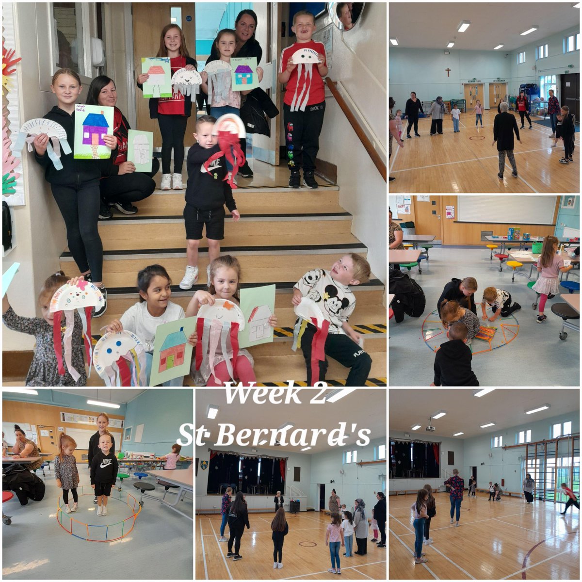 NLFamilyLearn's tweet photo. A fun morning @st_bernardsps for p1 #familylearning transition. Parents and children were busy making crafts, doing shape activities and playing games. We finished off with circle games and songs. #familylearning #p1transition #cldschools #partnerships https://t.co/NykaEOpCxR