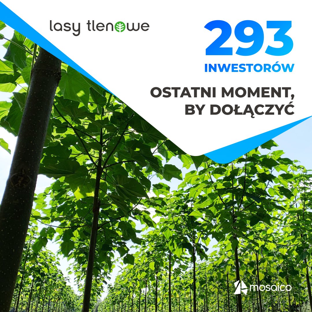 293 osoby już zainwestowały w trzecią emisję projektu Lasy Tlenowe. Dołączysz?

✅ Zobacz, jak zainwestować w tokeny LAS: mosaico.ai/lasy-tlenowe-3

#last_chance #token #blockchain