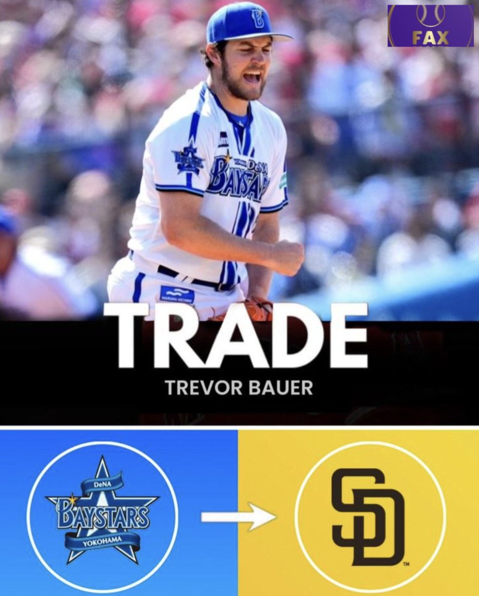 FAX Sports: MLB on X: BREAKING: The Padres are finalizing a deal to  acquire Trevor Bauer from the Yokohama BayStars, sources tell Fax Sports.   / X