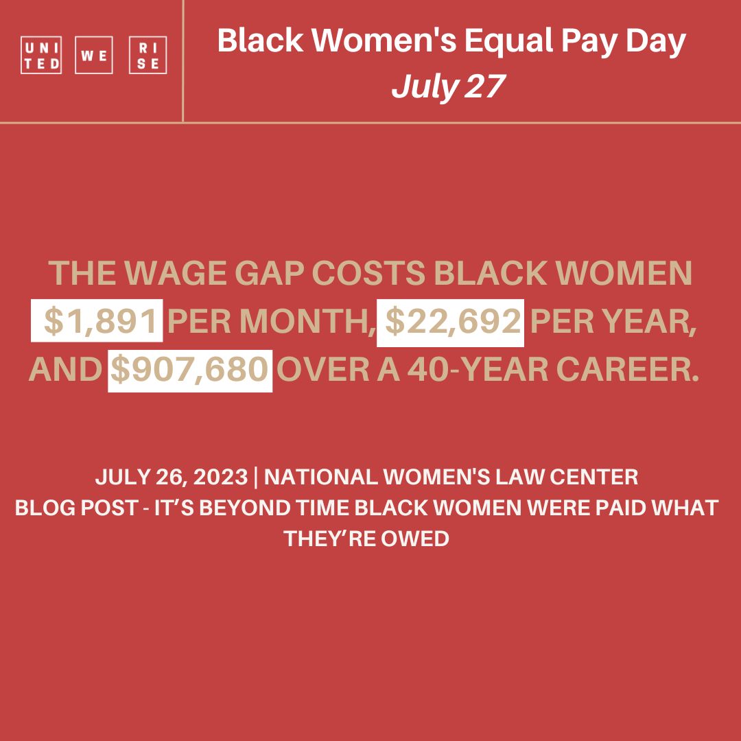 EveryBlackBody's tweet photo. Today is Black Women's Equal Pay Day. Tell Congress to pass bills like the Paycheck Fairness Act, Raise the Wage Act, and Schedules That Work Act to strengthen equal pay laws and help Black women build economic security.

#PayUsOurWorth #BlackWomenMatter #EveryBlackBody https://t.co/6vUgcrEfsK