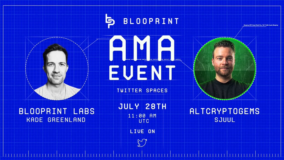 AltCryptoGems's tweet photo. Excited to announce I'll be hosting a Twitter Spaces AMA with @BlooprintLabs, a super solid launchpad, tomorrow, at 11 AM UTC! 🗨️

I'll be giving away $50 in #BNB to the most active listener at the end of the AMA as well!💰

Be sure to tune in:
https://t.co/yAqpQHSedr https://t.co/0Gnt5GfM06