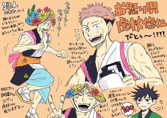 お祭りに狂っちゃったらくがき…雑なので細かいところ見ちゃダメだぜ… 
