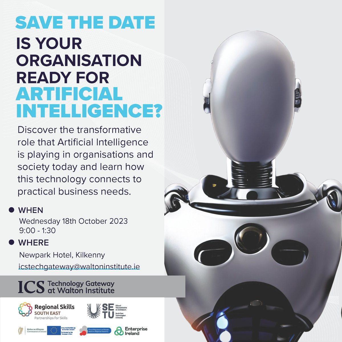WaltonInst's tweet image. SAVE THE DATE🗓️ AI is playing a transformative role in organisations and society today. Join #ICSTechnologyGateway @WaltonInst and @SkillsSouthEast on 18 Oct to explore the practical applications of AI and how it could benefit your organisation. Registration opens soon!
