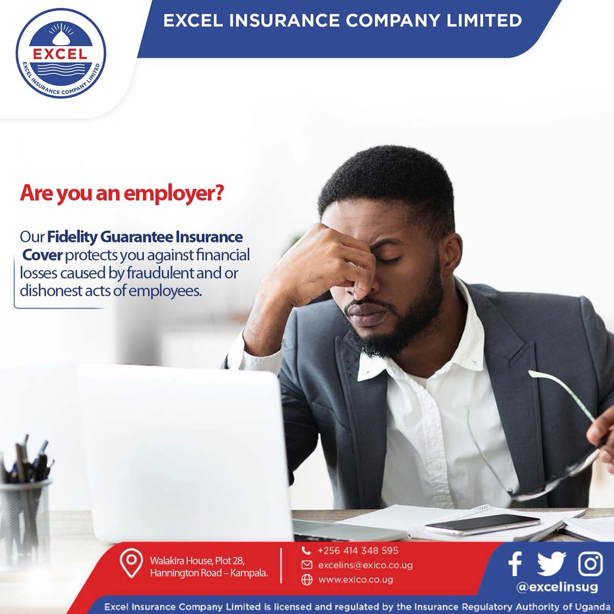 excelinsug_'s tweet photo. Many have faced fraud caused by dishonest employees which led to financial losses.
Don't let that be you!
Stay protected by getting Fidelity Guarantee Insurance Cover today.
#FidelityGuarantee #InsuranceCover https://t.co/bk9LfG3bxr