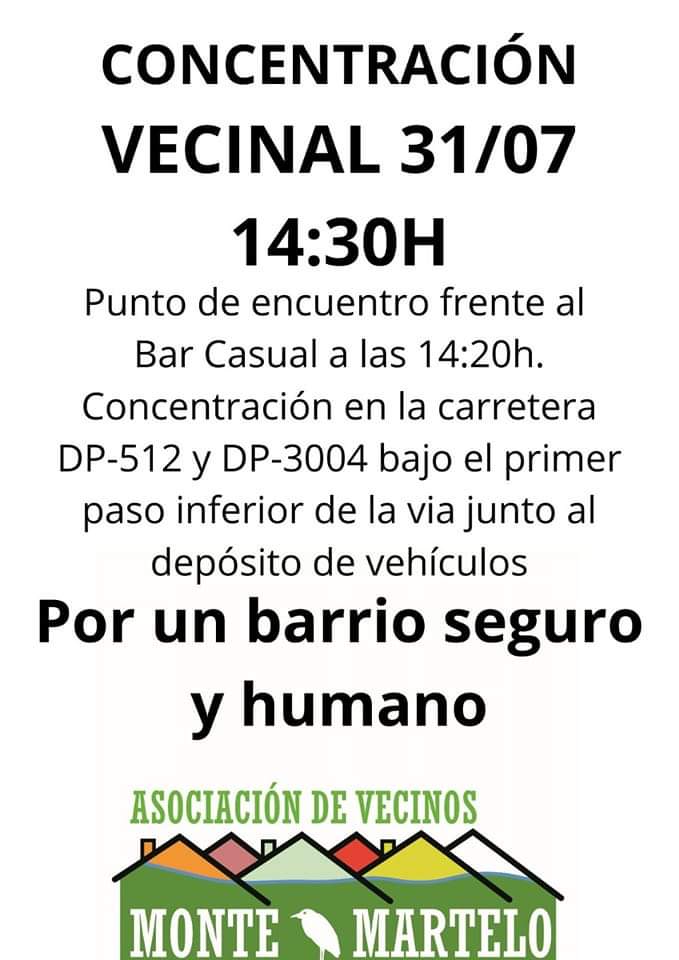 avmontemartelo's tweet photo. ⚠️ CONCENTRACIÓN VECINAL ⚠️

📍 Pto encuentro: 31/07 a las 14:20h en el Bar Casual.

🆘 Es muy importante la participación y unión de todos los vecinos por un barrio seguro y más humano. https://t.co/gxFXdjmlVc