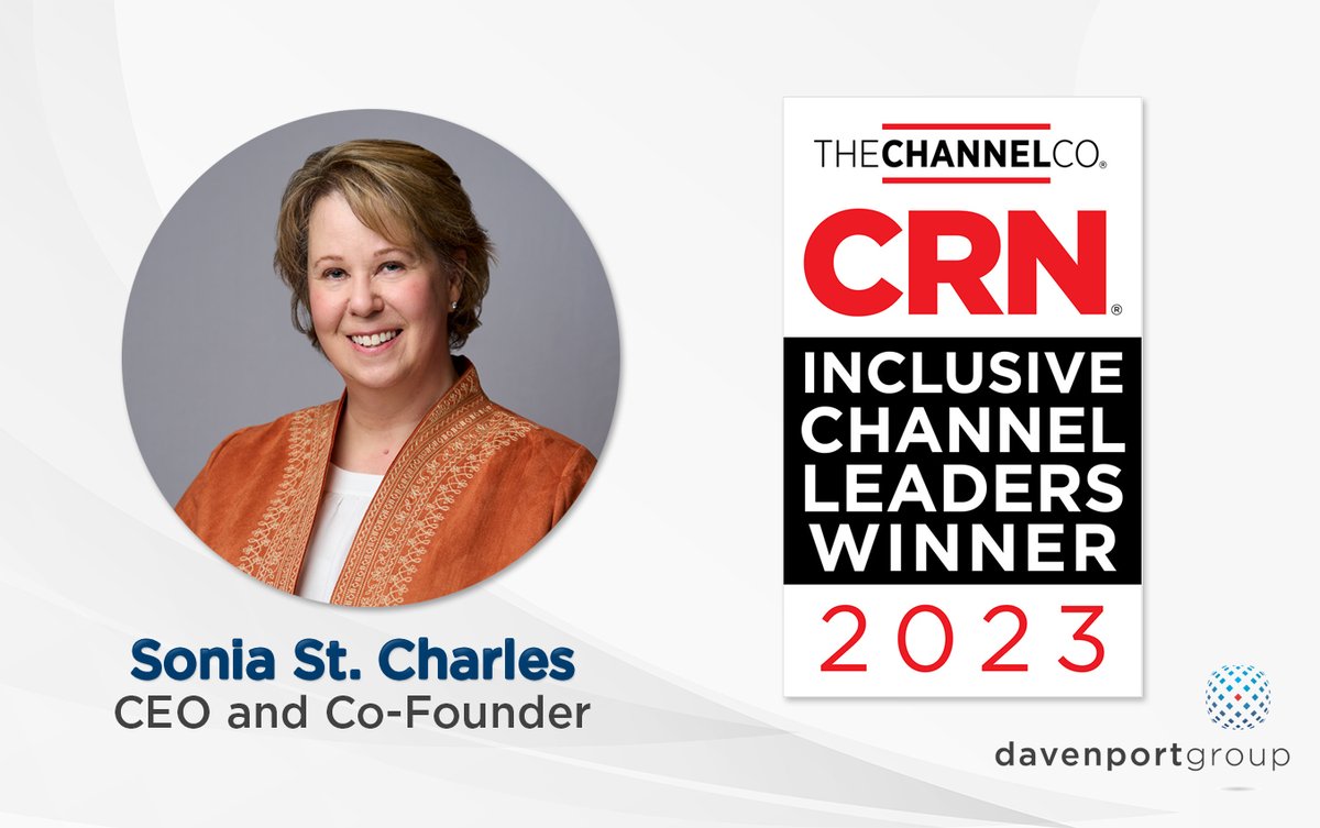 We are honored to share that our CEO, Sonia St. Charles, was named one of CRN's inaugural Inclusive Channel Leaders for 2023!   Congratulations to all of the amazing leaders honored this year!  
Learn more: davenportgroup.com/crns-2023-incl…
See the full list: crn.com/rankings-and-l…