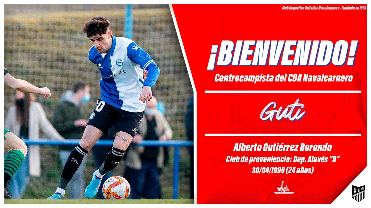 CDANavalcarnero's tweet photo. ✅ Alberto Gutiérrez 'Guti' (@albergutii), nuevo fichaje del CDA Navalcarnero

ℹ️ El centrocampista procedente del Deportivo Alavés "B" estará a las órdenes de José Portillo durante la próxima campaña

❤️ #Guti2024

#AlNavalYoLeAmo ⛵️ https://t.co/bIrE4K7BoP