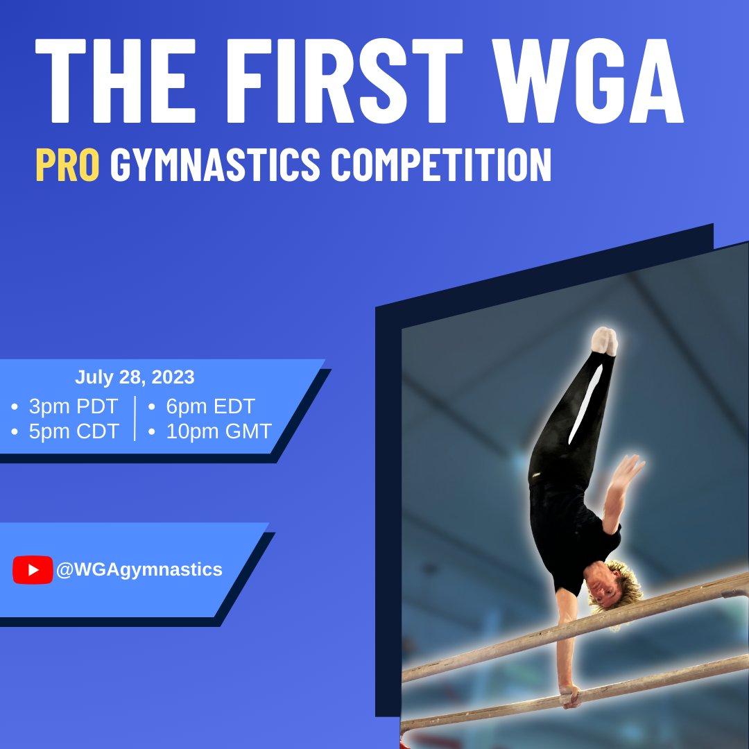 WGAgymnastics's tweet photo. Watch the first Pro Gymnastics Competition LIVE on July 28th, 3pm PDT on our YouTube channel: https://t.co/WcmNNG3p6T
#gymnastics #progymnastics #mensgymnastics #progym #pro #wga #gymnasticscashcup #cashcup https://t.co/P5cd2KReJ9