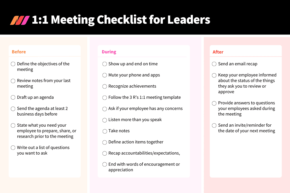 Leaders are not solely responsible for making one-on-one meetings feel like a worthwhile use of time. Employees bear some responsibility too. In fact, these checklists should help clear up the exact roles and responsibilities of each party. hubs.li/Q01V_TRr0