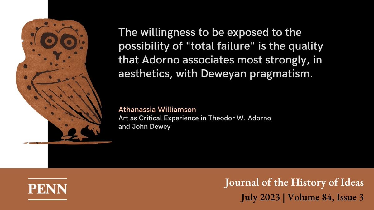 In the summer issue of the journal, Athanassia Williamson writes on "Art as Critical Experience in Theodor W. Adorno and John Dewey": muse.jhu.edu/pub/56/article…

Read today, or download for later!