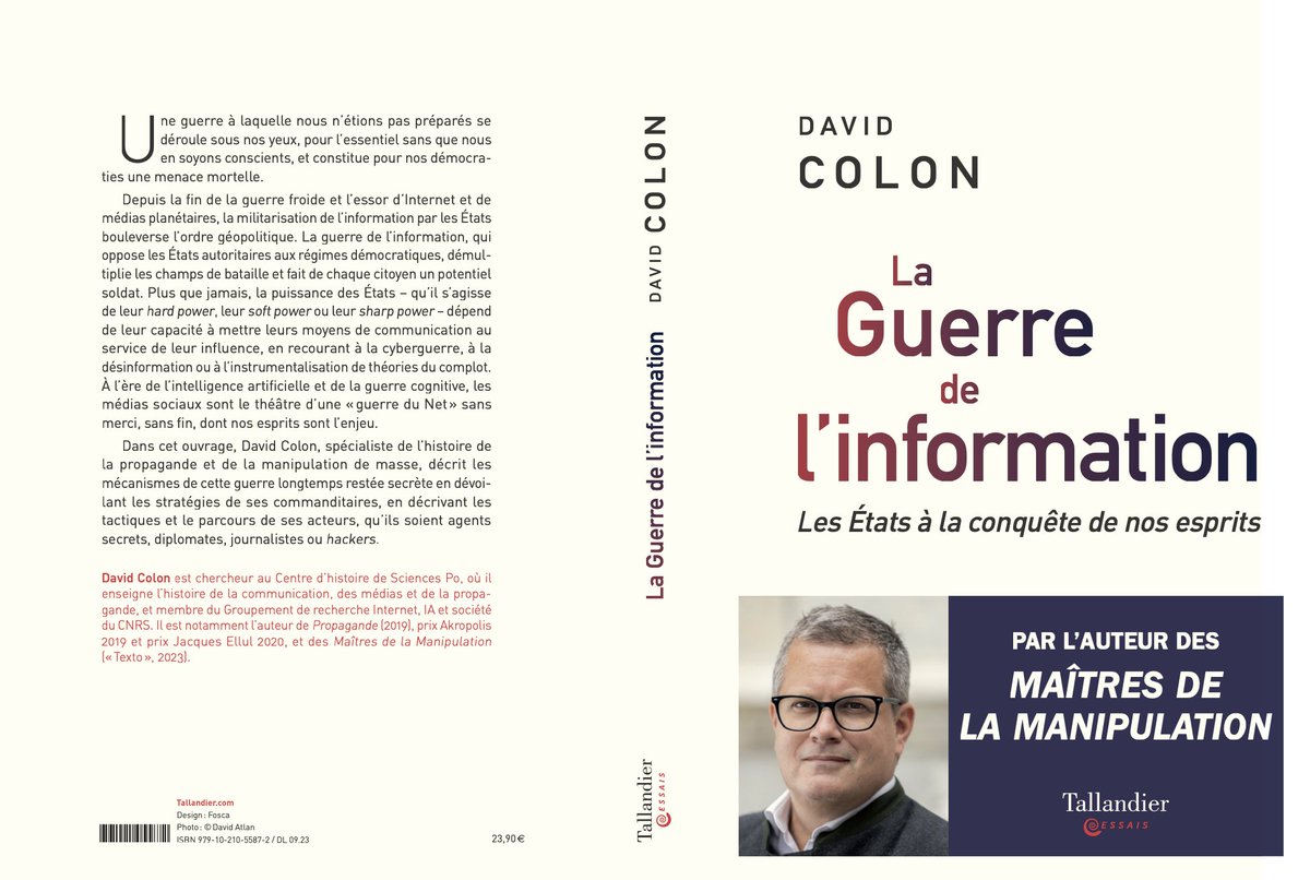 Voici la couverture de mon prochain essai, _La Guerre de l'information_, qui paraîtra le 21 septembre prochain aux éditions Tallandier. #guerredelinformation #informationwarfare #InformationWar