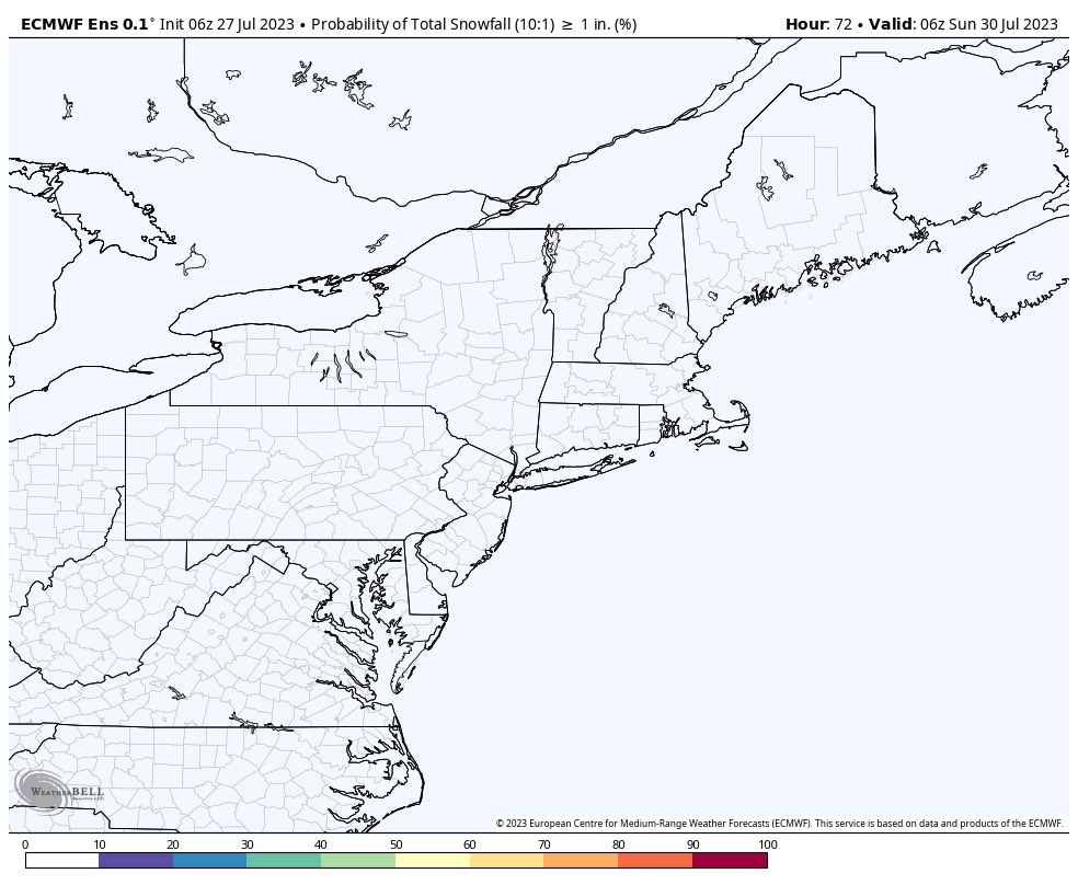 nymetrowx's tweet photo. Probability of more than 1” of snowfall in the next 3 days https://t.co/Ttql7Mvf0K