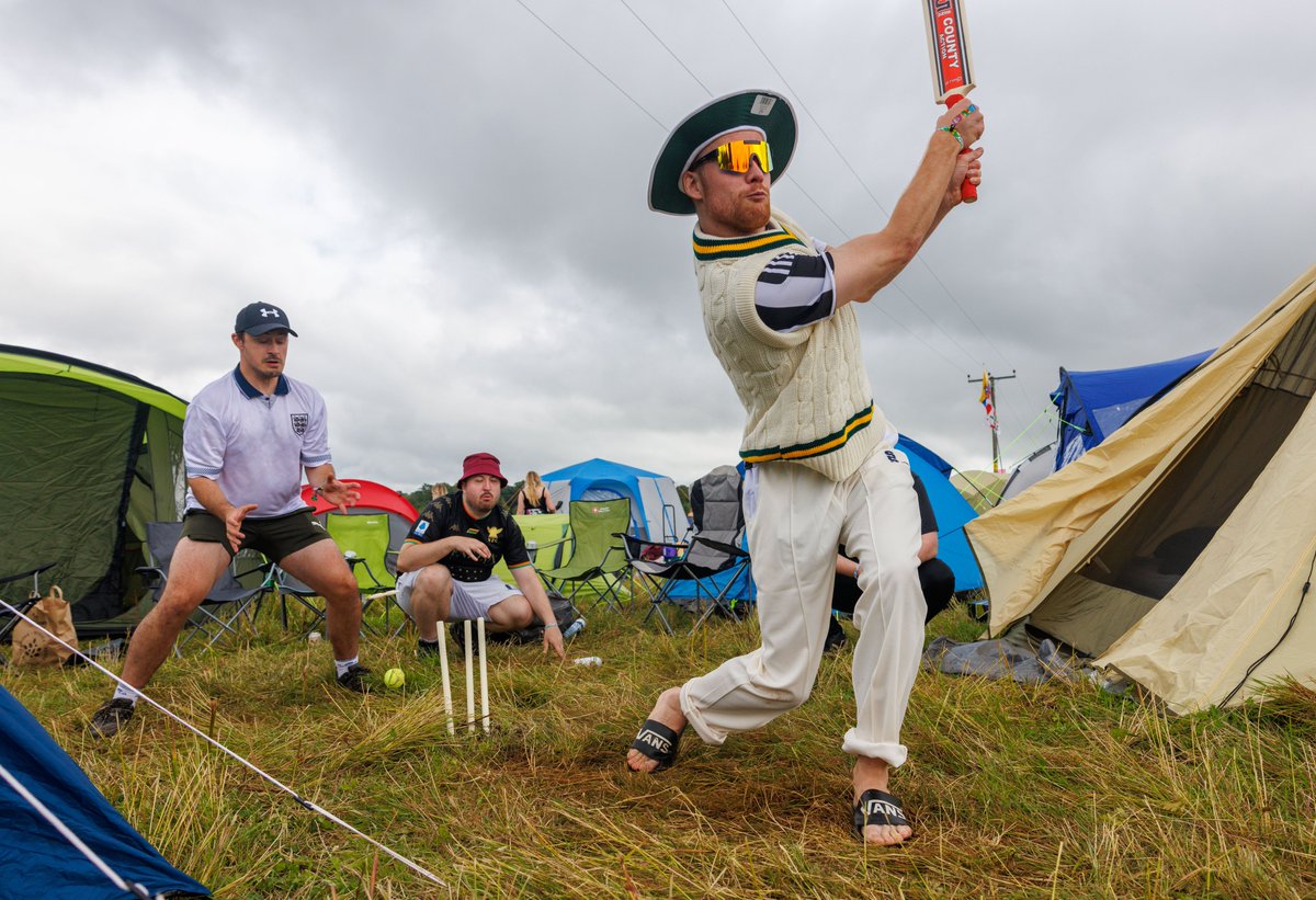 YouFromLancs's tweet photo. Intense game of cricket going on amongst the tents at @KendalCalling https://t.co/Pn6yBbRwWQ