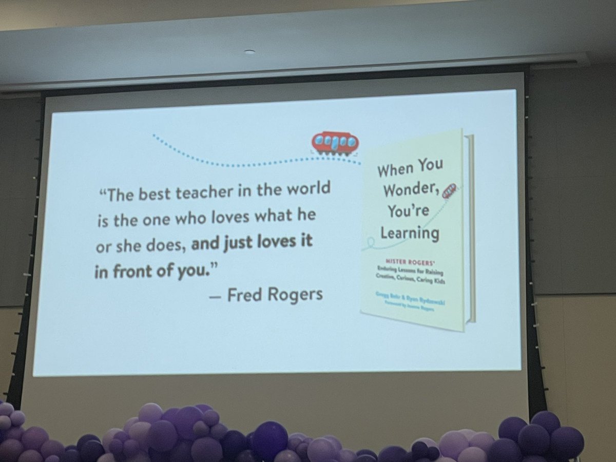 TaylorMackowsky's tweet photo. Such an incredible presentation by @greggbehr and @RyanRydzewski inspired by the wonderful Mr. Rogers! These quotes really stood out to me as an educator. #KTISummit https://t.co/CKYnXDqEH1
