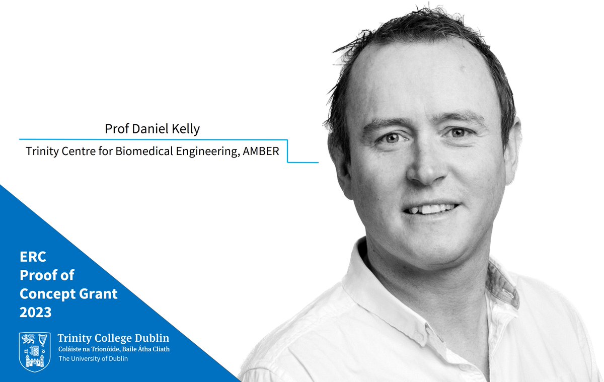 👏👏👏Congratulations to Prof @dannykelly1978 from @TCDtcbe and @ambercentre, who has been awarded an @ERC_Research Proof of Concept Grant. Fantastic news!🎉 #TrinityResearch #ERCPOC