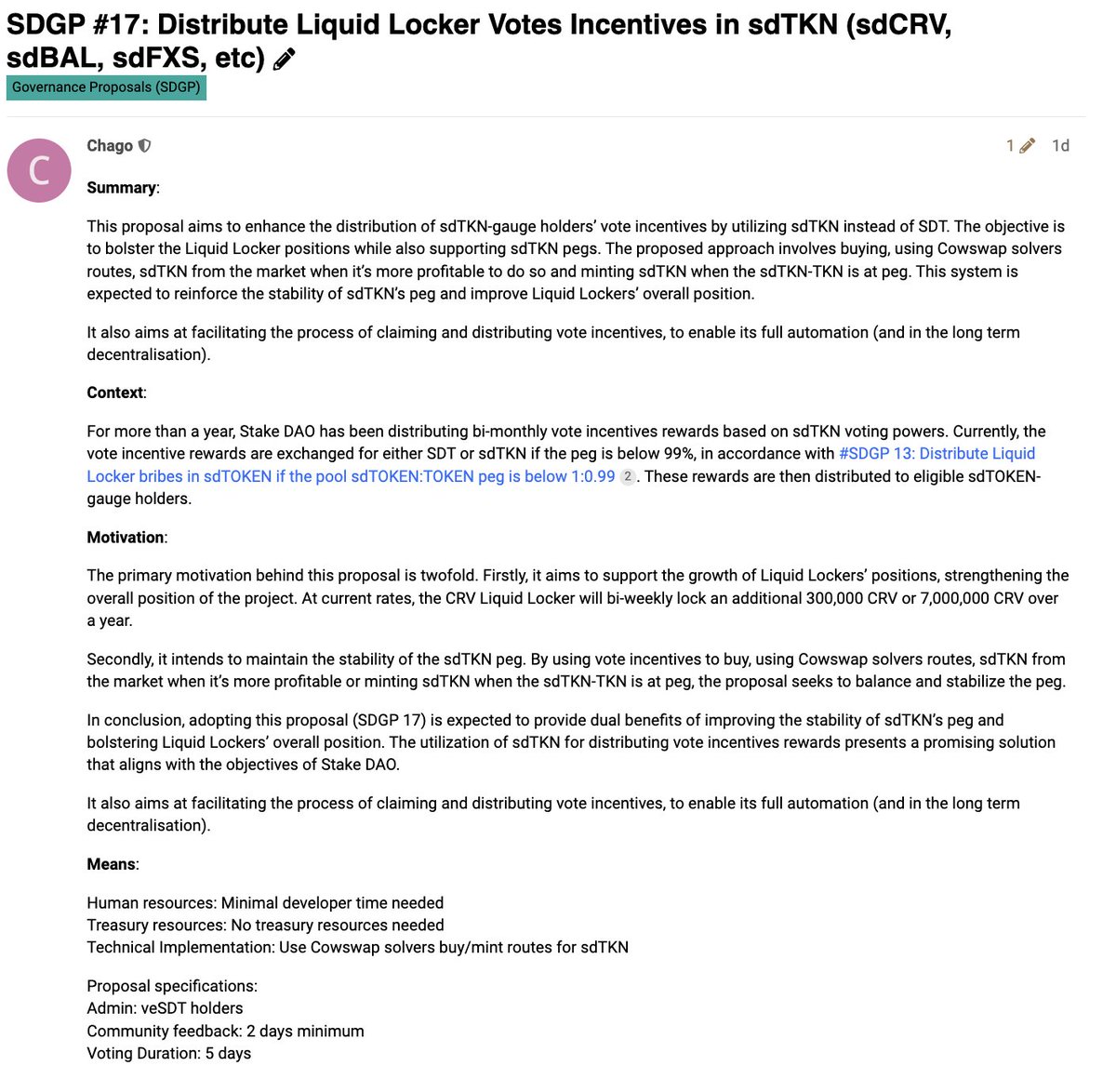 bneiluj's tweet photo. Just cast my vote on two significant #SDGP proposals:
🔏SDGP #17: Distribute Liquid Locker Votes Incentives in sdTKN (sdCRV, sdBAL, sdFXS, etc)
⚗️sdCRV Liquidity discussion - Optimize and scale the sdCRVCRV liquidity pool on Curve
https://t.co/bQfQ7BaL9k https://t.co/DO193ozl8G