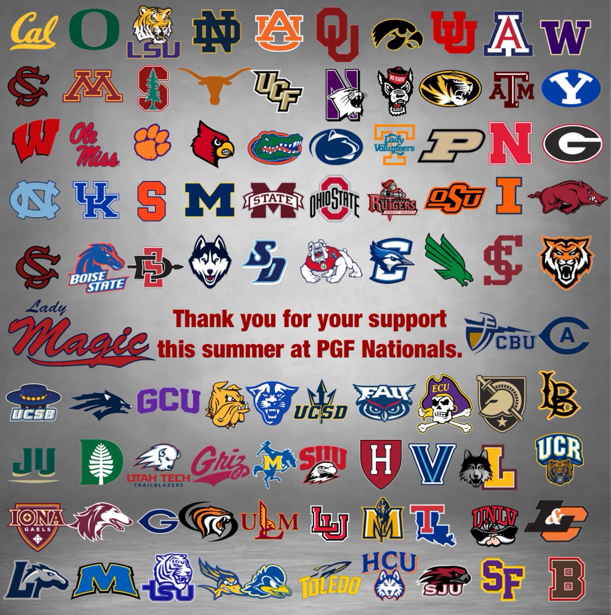 NDSoftballDad55's tweet photo. Thank you for all the college coaches for coming out and watching and supporting our ladies this week at PGF. We look forward to working with you this fall. https://t.co/1He1atBAeR