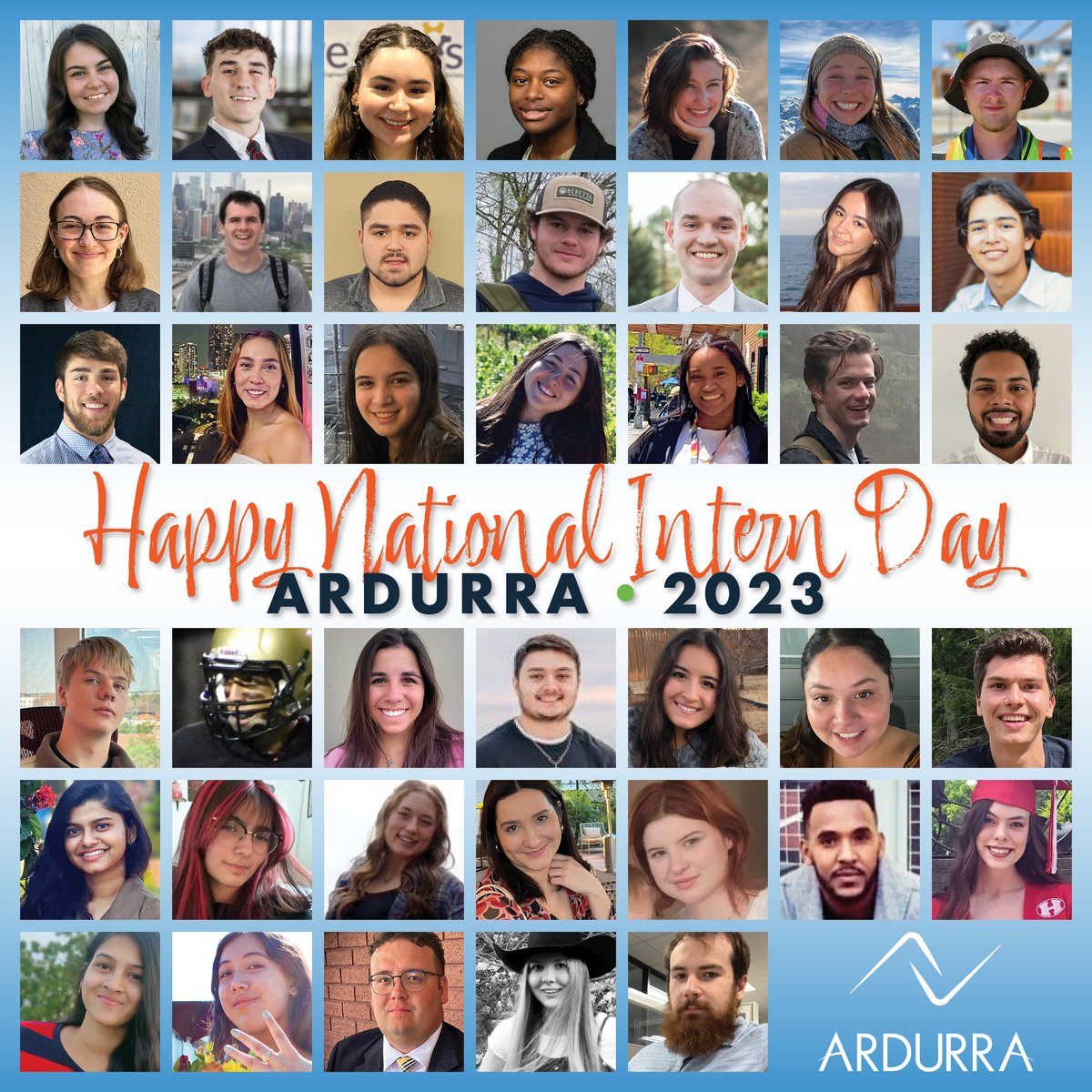 ardurra's tweet photo. Happy #NationalInternDay 2023! Today, we recognize and celebrate the future leaders of the world: Interns! We had over 40 young professionals join #Ardurra’s 10-week program Summer #Internship Program! #InternDay #ArdurraIntern #PeoplePrograms #TeamArdurra #thinkBig #congrats https://t.co/bMjrkyz69b