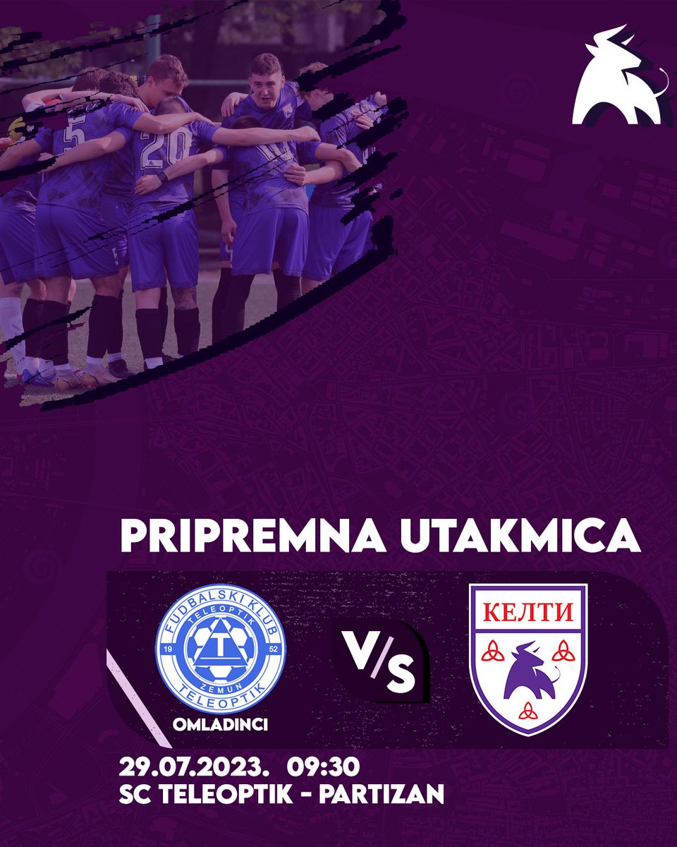 FKKelti's tweet photo. U Subotu nas očekuje druga pripremna #utakmica protiv omladinaca FK #Teleoptik . Utakmica počinje u 09:30h na SC Teleoptik-Partizan. VIDIMO SE!
 
AJMO KELTIII! 💜🤍🐂

#fkk #fkkelti #fkteleoptik #fkp https://t.co/Kz1OjS5Pr1